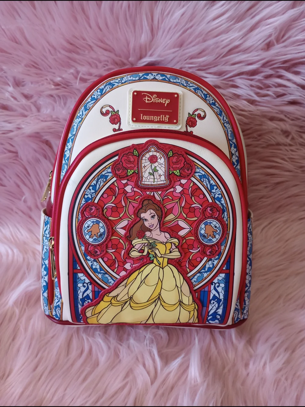 Loungefly Disney Beauty and the Beast Belle Stained Glass Portrait Mini Backpack